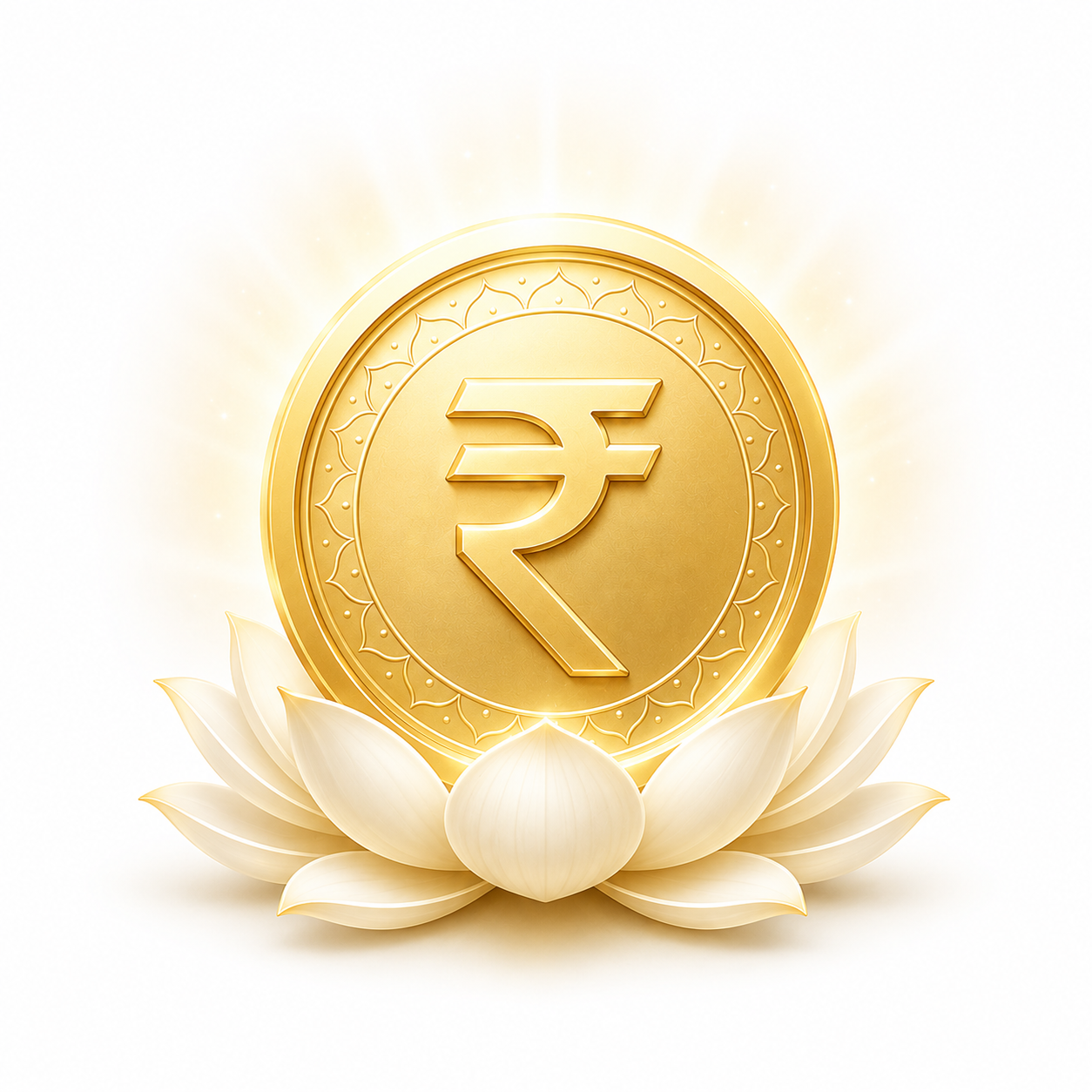 Coin with lotus icon representing business and wealth