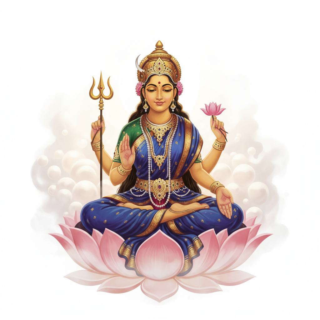 Illustration of Goddess Parvati seated on a lotus