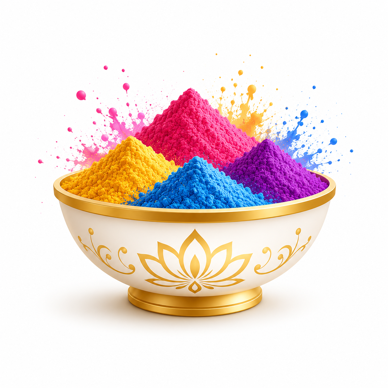 Bowl of colorful Holi powders icon