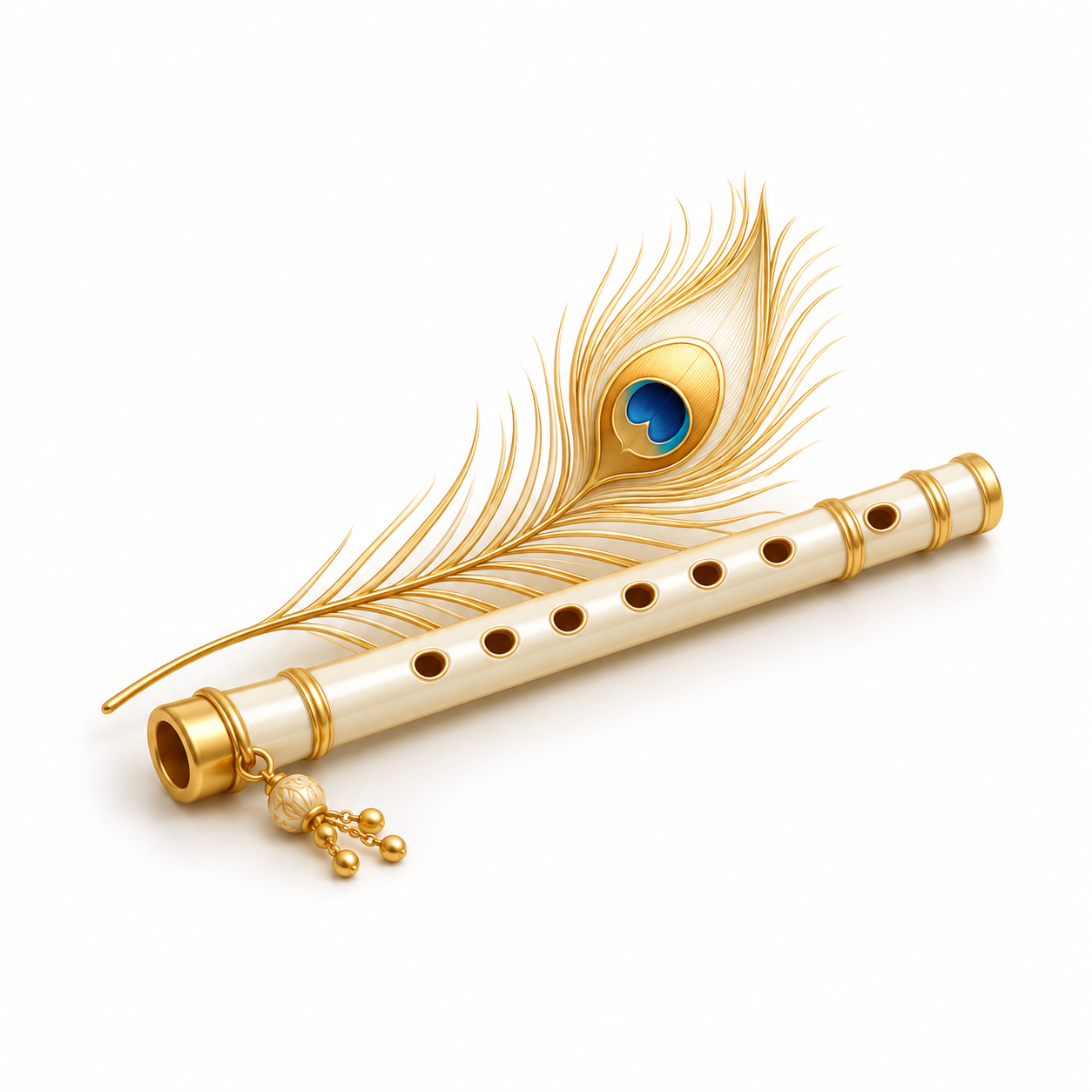 Krishna flute and peacock feather icon