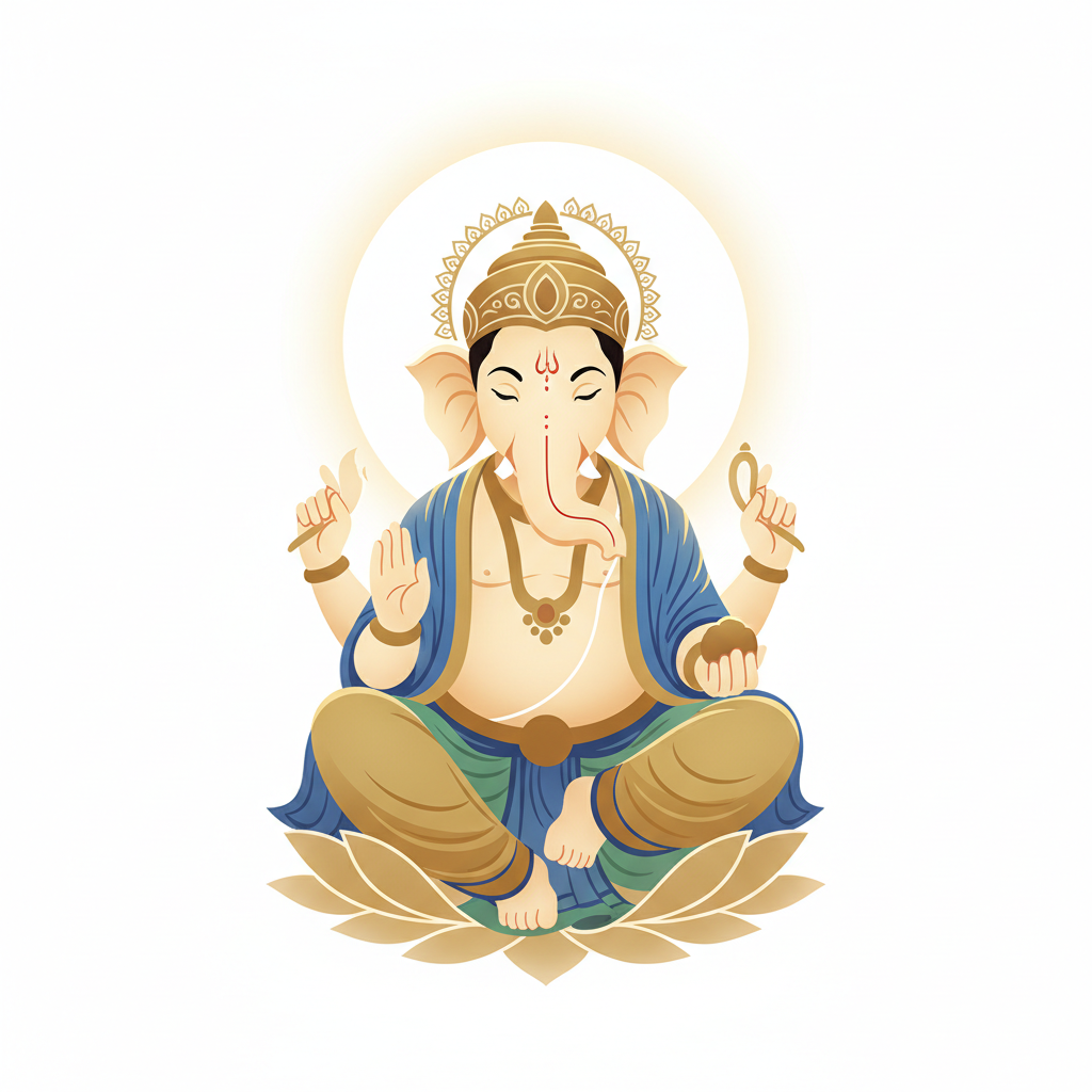 Illustration of Lord Ganesha, the Hindu deity of wisdom and new beginnings