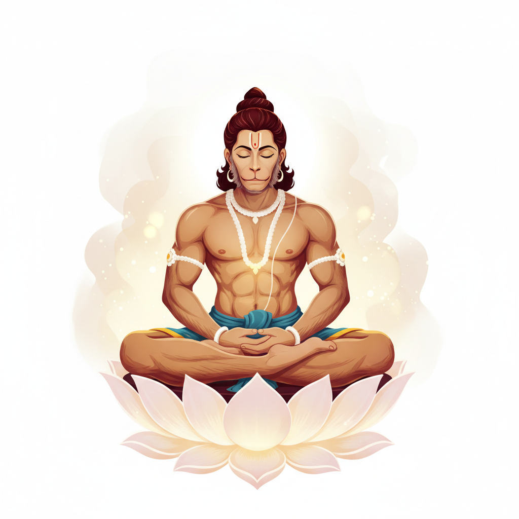 Illustration of Lord Hanuman in a peaceful meditative posture