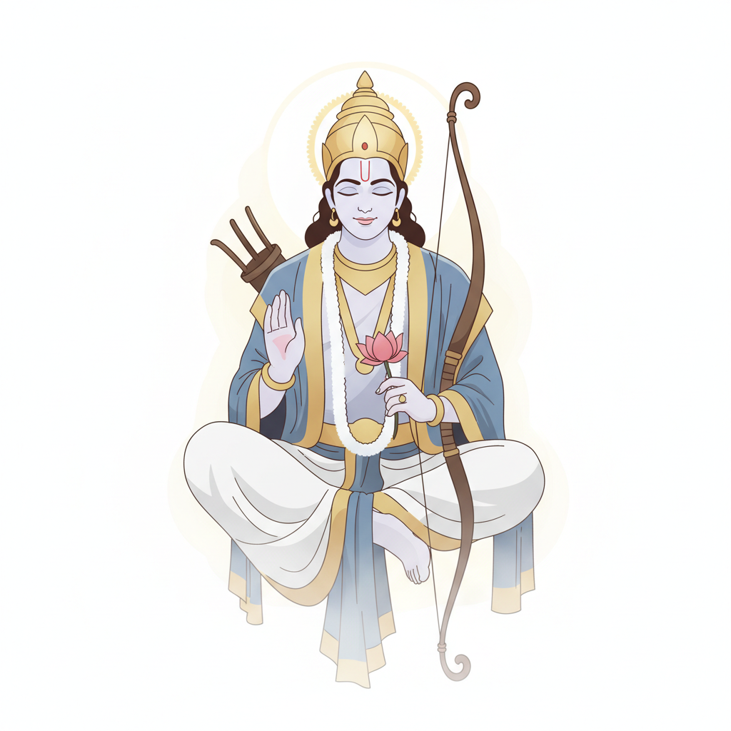 Illustration of Lord Rama holding a bow